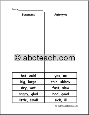 Synonyms and Antonyms Worksheets Cut Paste Image