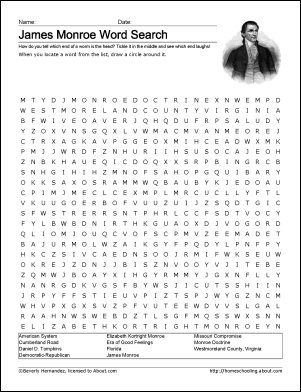 United States Presidents Word Search Image