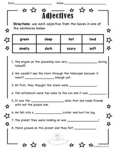 1st Grade Adjective Worksheets Image