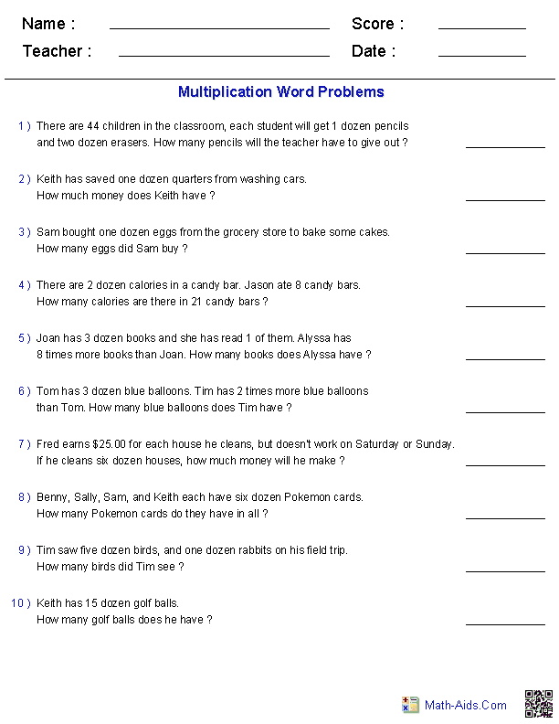 3rd Grade Multiplication Word Problems Image