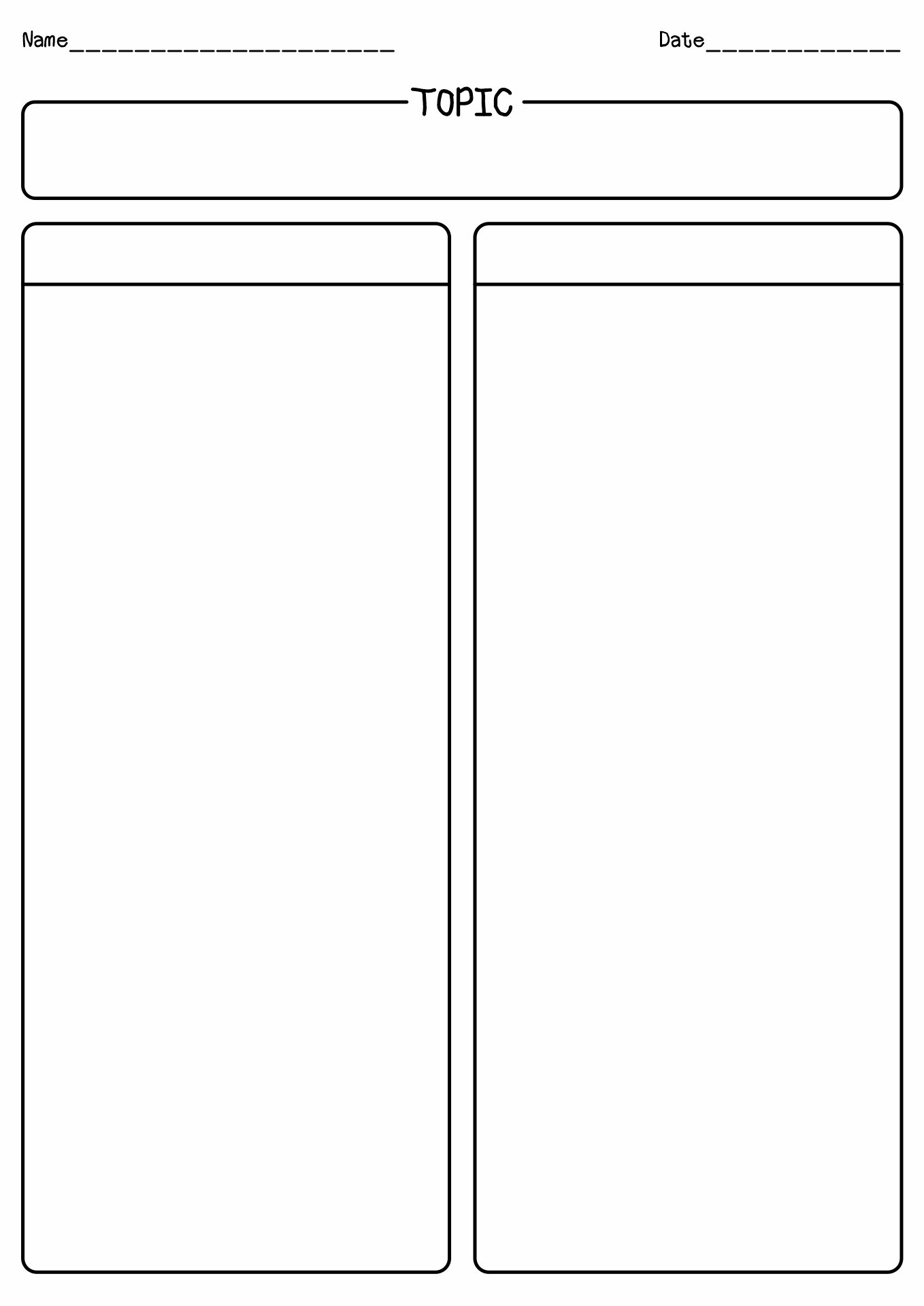 Printable Blank 2 Column Table