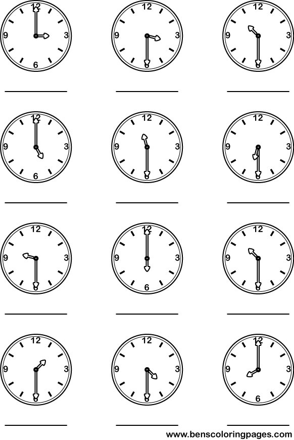 Clock Half Hour Worksheets Image