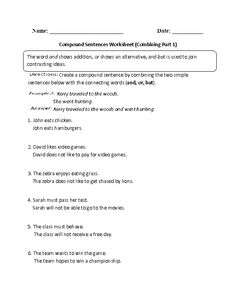 Combining Sentences Worksheets