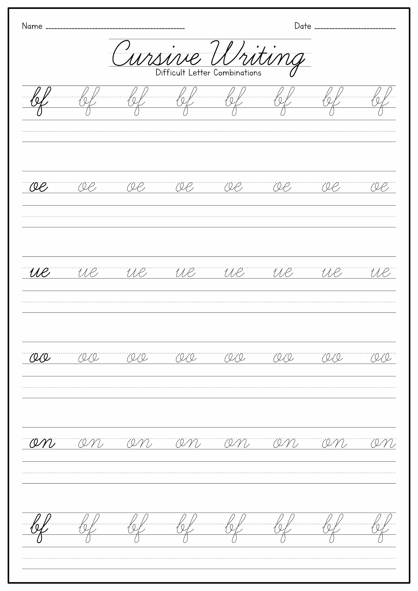 Cursive Handwriting Worksheet Template Image