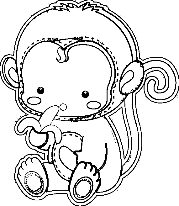 Cute Monkey Coloring Pages Image
