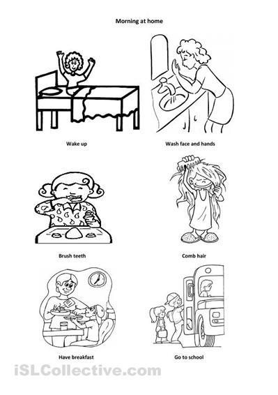 Daily Routine Coloring Pages