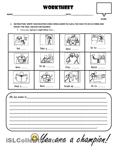 Daily Routine Worksheet for Kids