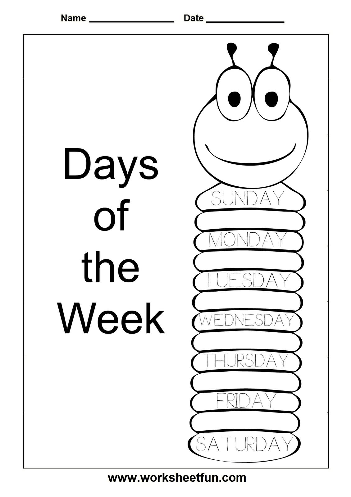 Days of the Week Worksheets Printable Image