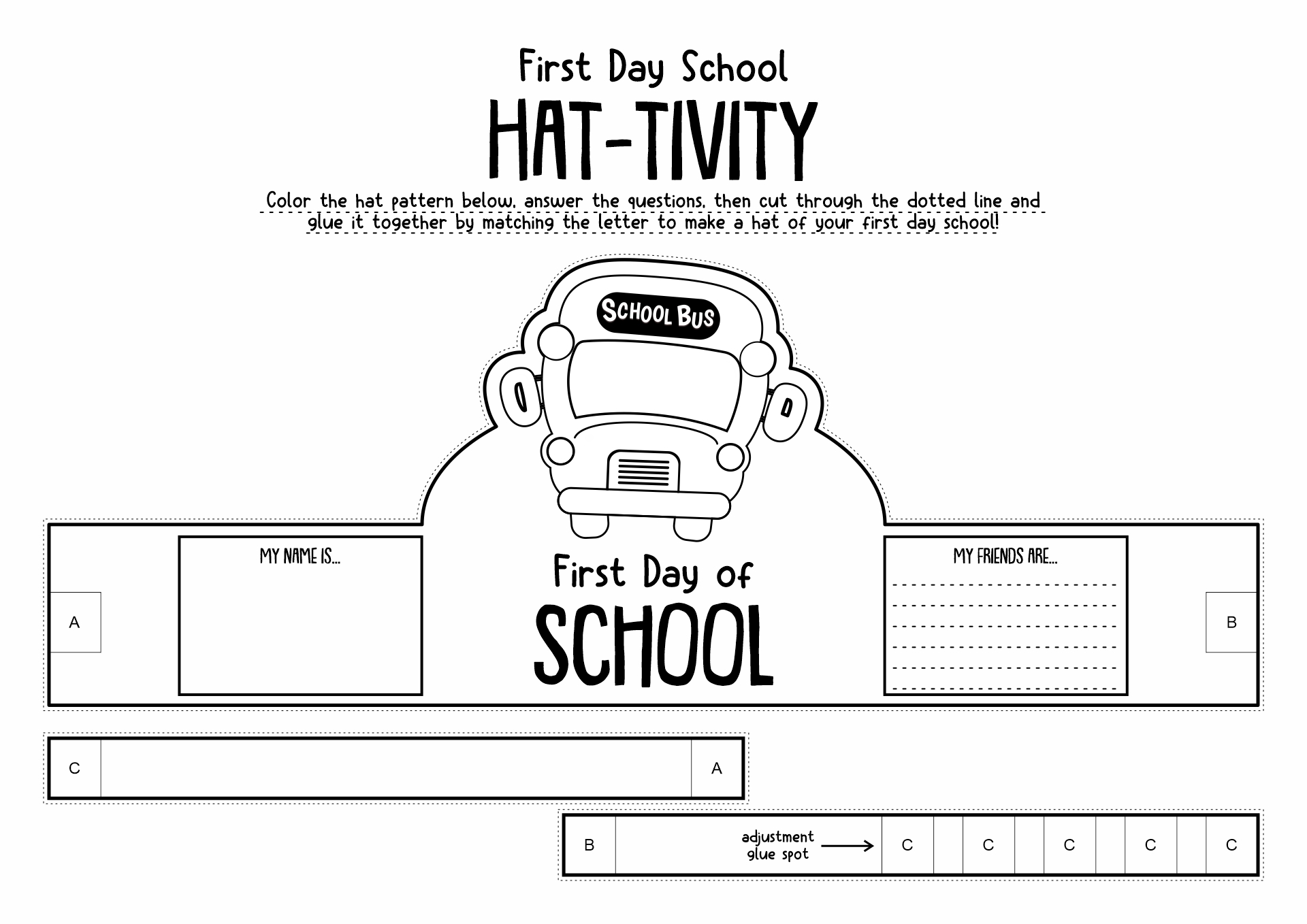 First Day of School Activity Kindergarten