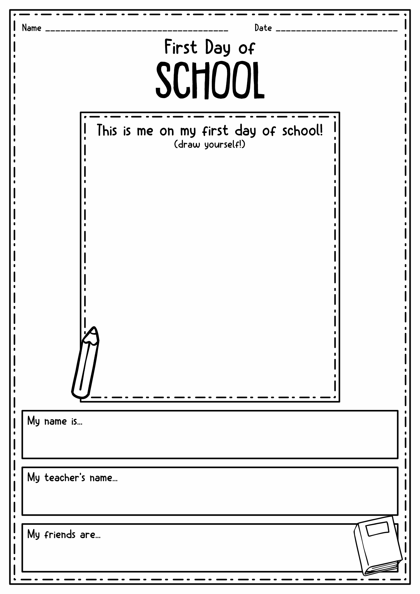 First Day of School Worksheets 1st Grade