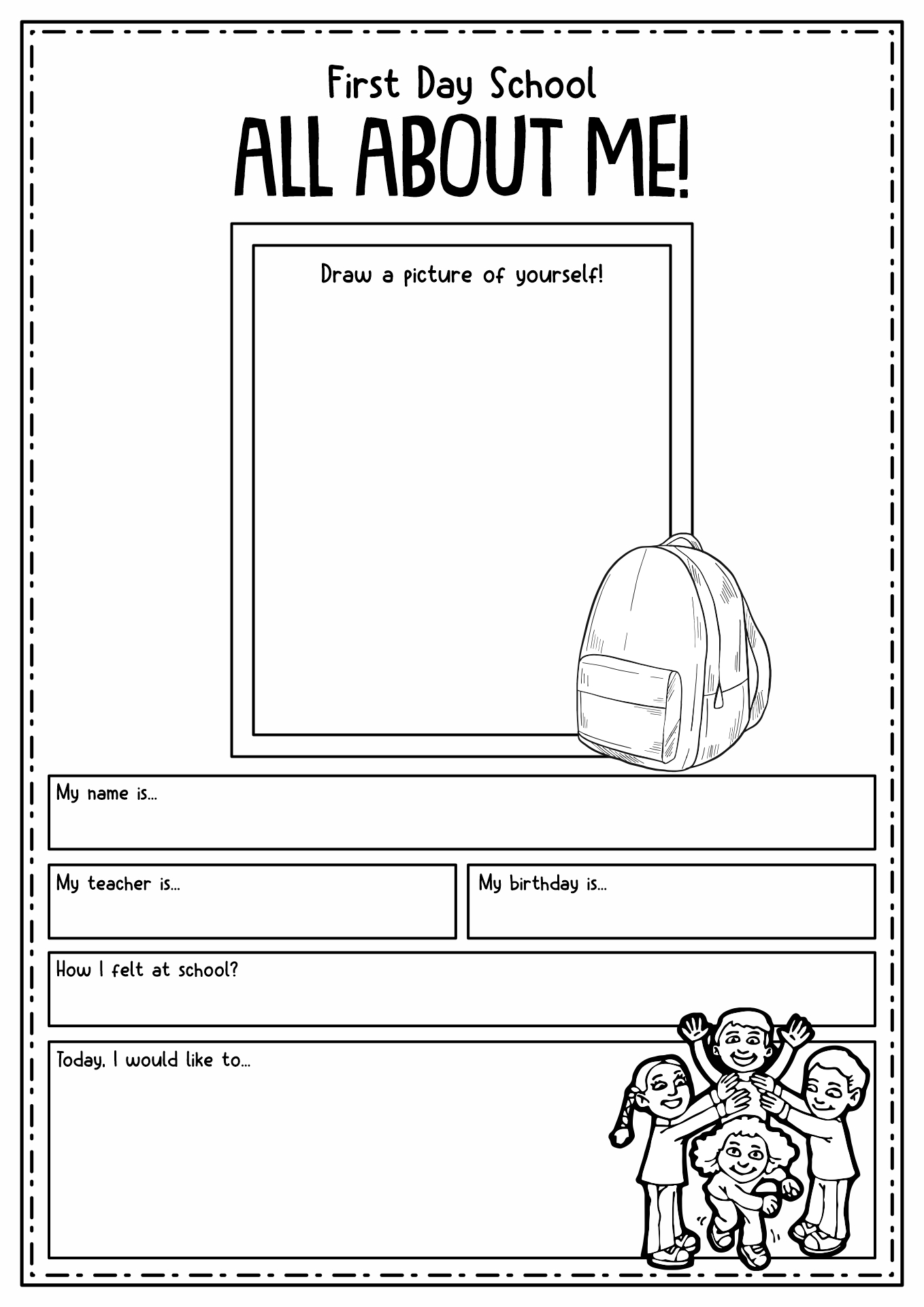 First Day School Activities Worksheets Image
