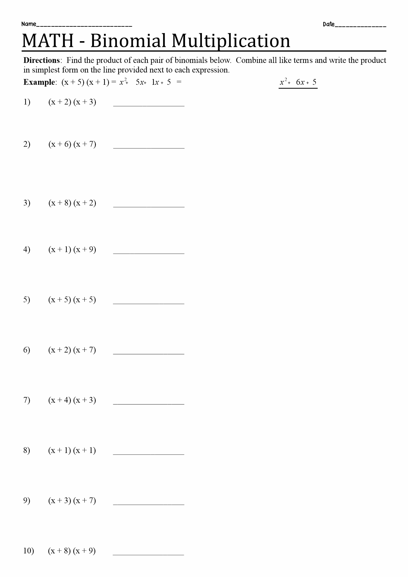 Foil Worksheet With Answers Photos