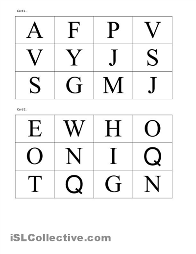 Free Printable Alphabet Bingo Cards Image