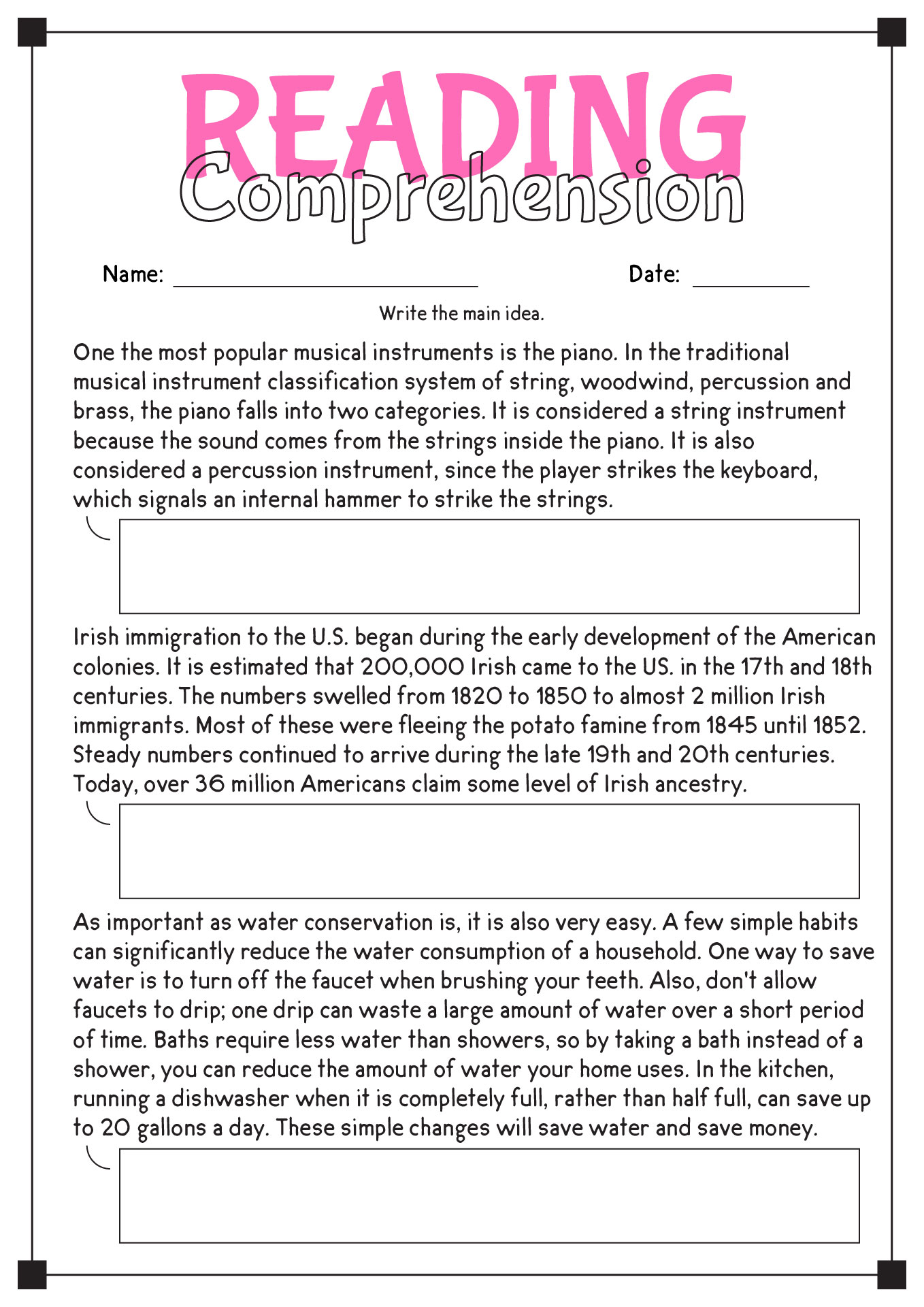 Free Reading Comprehension Worksheets High School