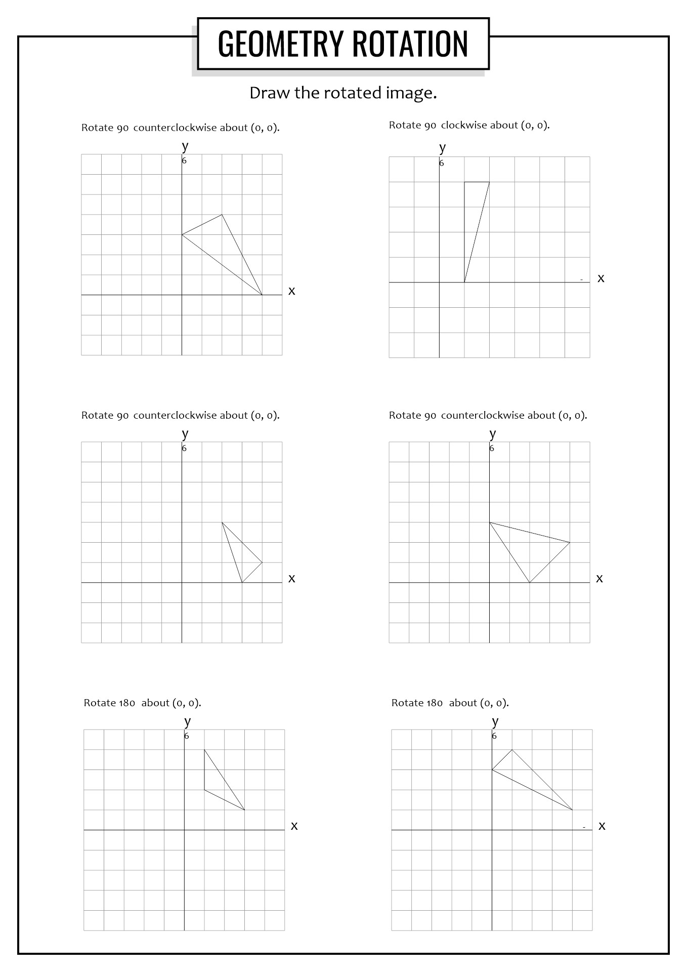 Geometry Rotations Worksheet Image