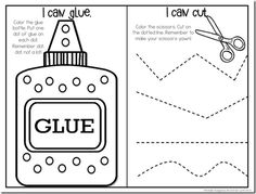 I Can Color and Cut Glue Worksheet Image