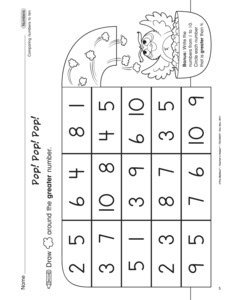 Kindergarten Comparing Numbers to 10 Worksheet Image