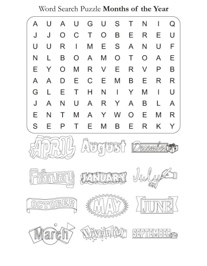 Months of the Year Word Search Printable Image