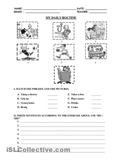 My Daily Routine Worksheet