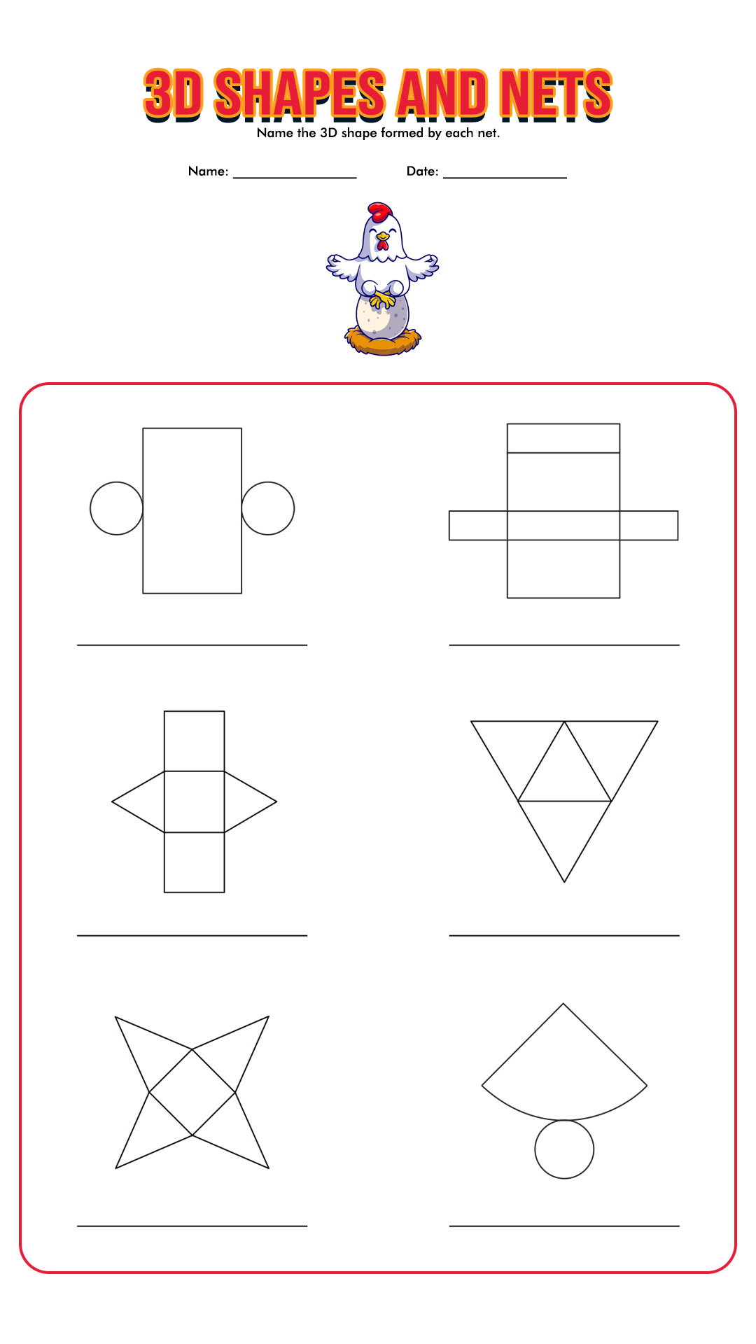 Nets of 3D Shapes Printables Image