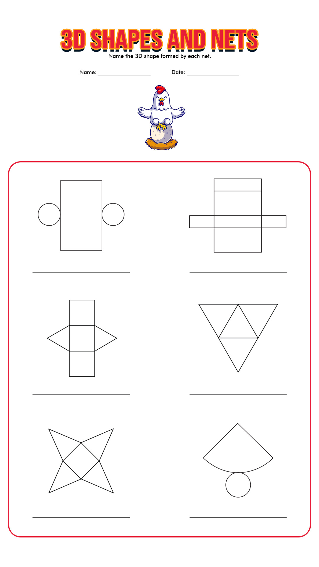 Nets 3d Shapes Worksheet