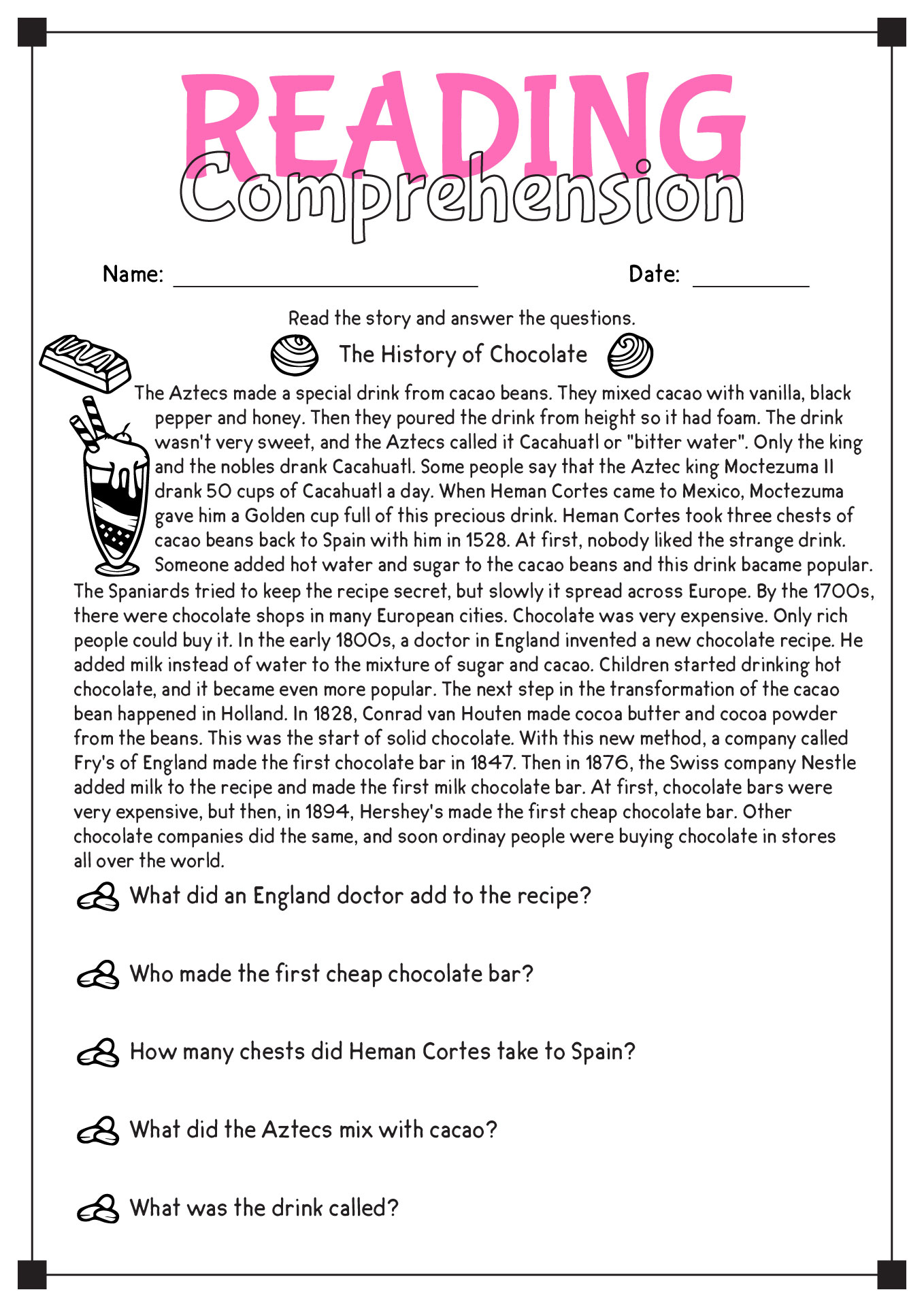 Reading Comprehension Worksheets Image