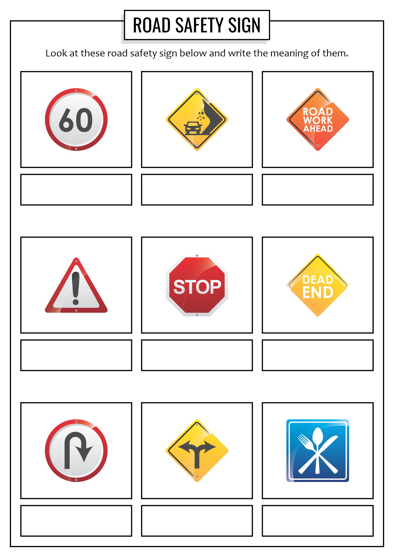 Road Safety Printable Worksheets Image