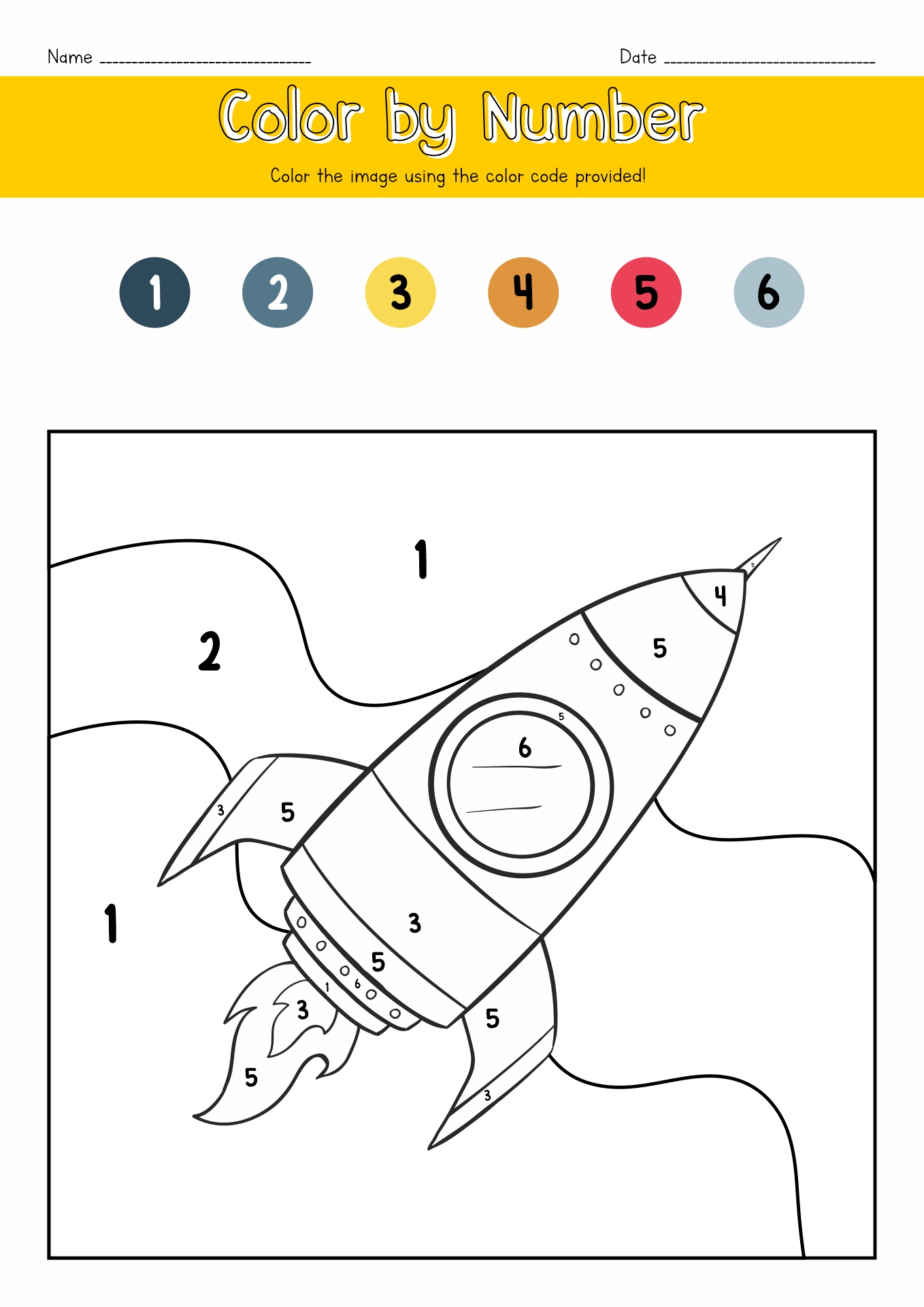 Space Color by Number Coloring Pages Image