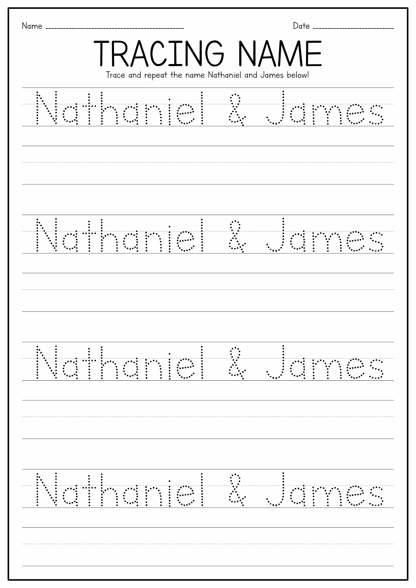 Tracing Name Worksheets Writing