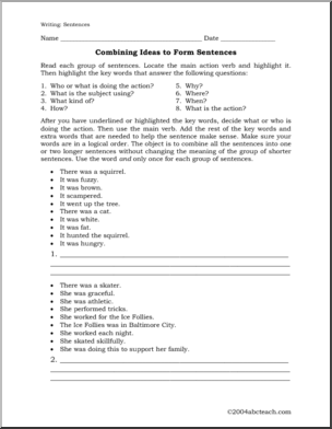 Writing Complex Sentences Worksheet