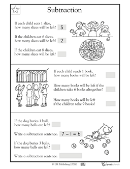 1st Grade Subtraction Word Problems Worksheets Image