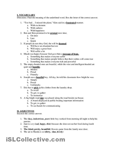 3rd Grade English Worksheets Printable Image
