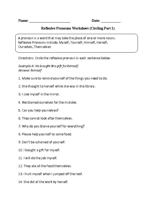 6th-Grade Pronoun Worksheet Image