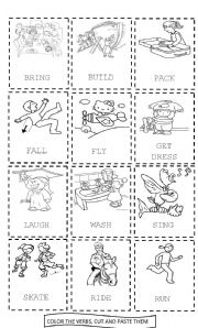 Action Verbs Cut and Paste Worksheets Image