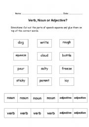 Adjectives Cut and Paste Worksheets Image