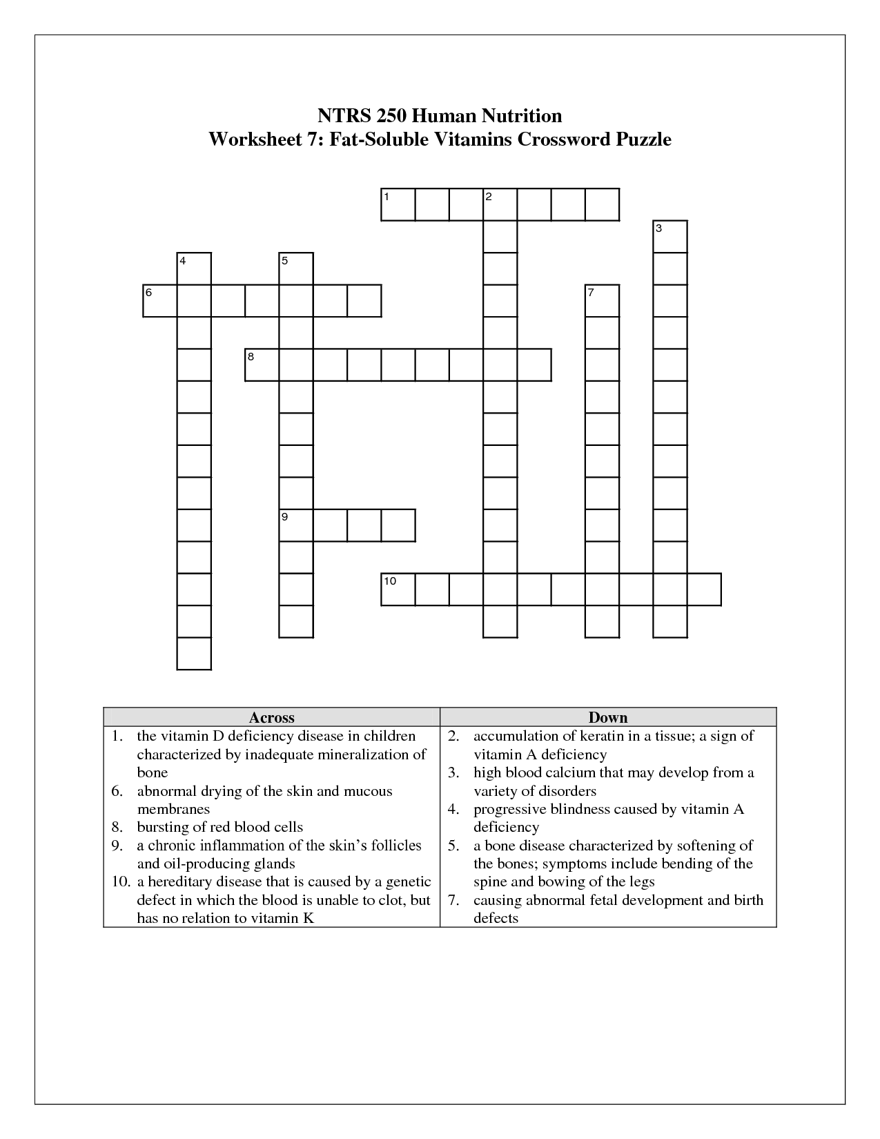 Crossword Puzzle Worksheets Image