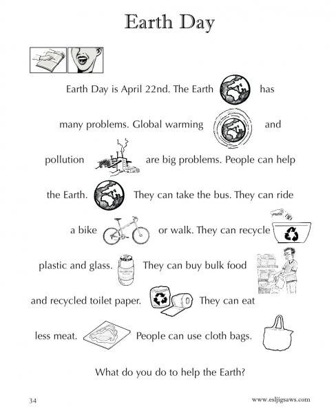 Earth Day Reading Worksheets Free