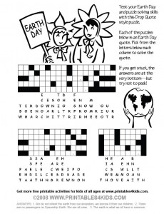 Earth Day Word Search Puzzle Printable
