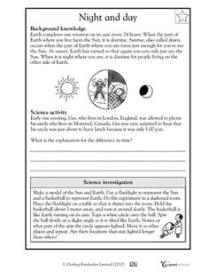 Earth Rotation Day and Night Worksheet