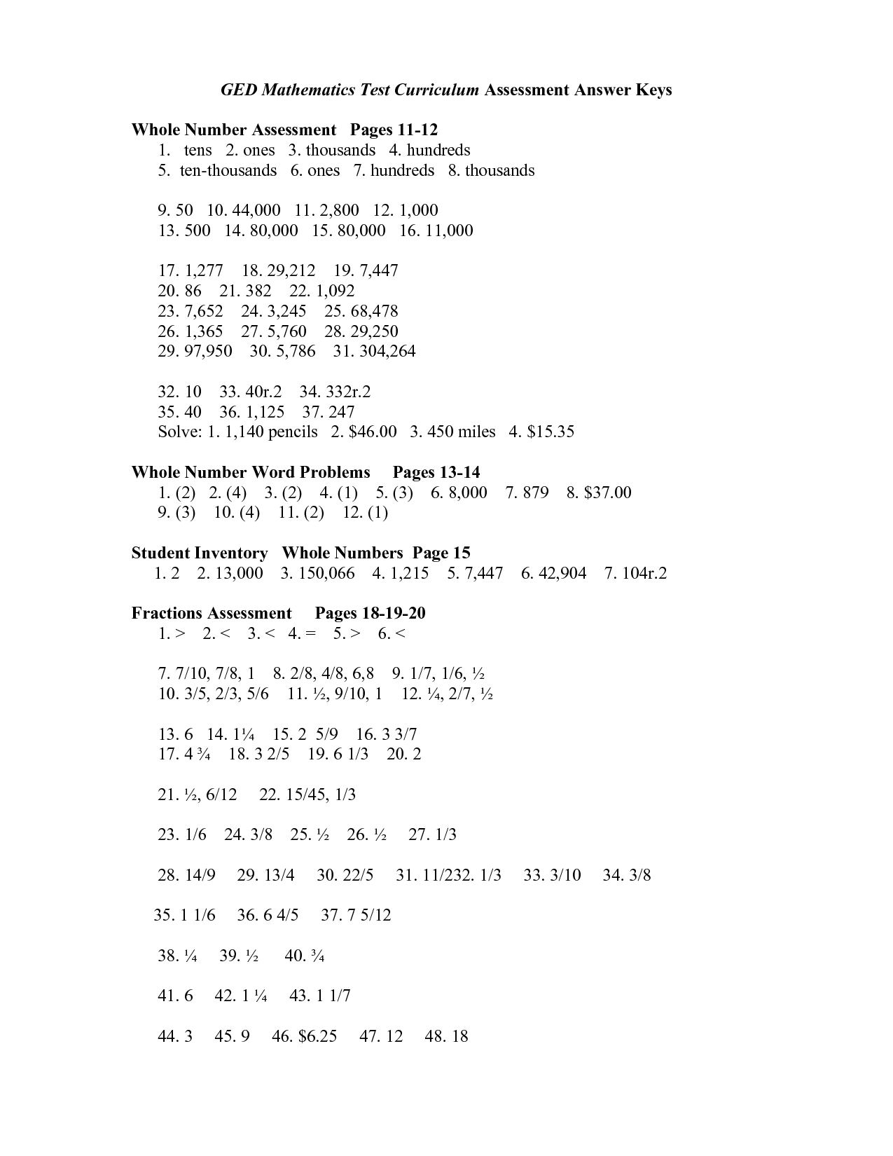 Free Practice Ged Test Printable And Answers