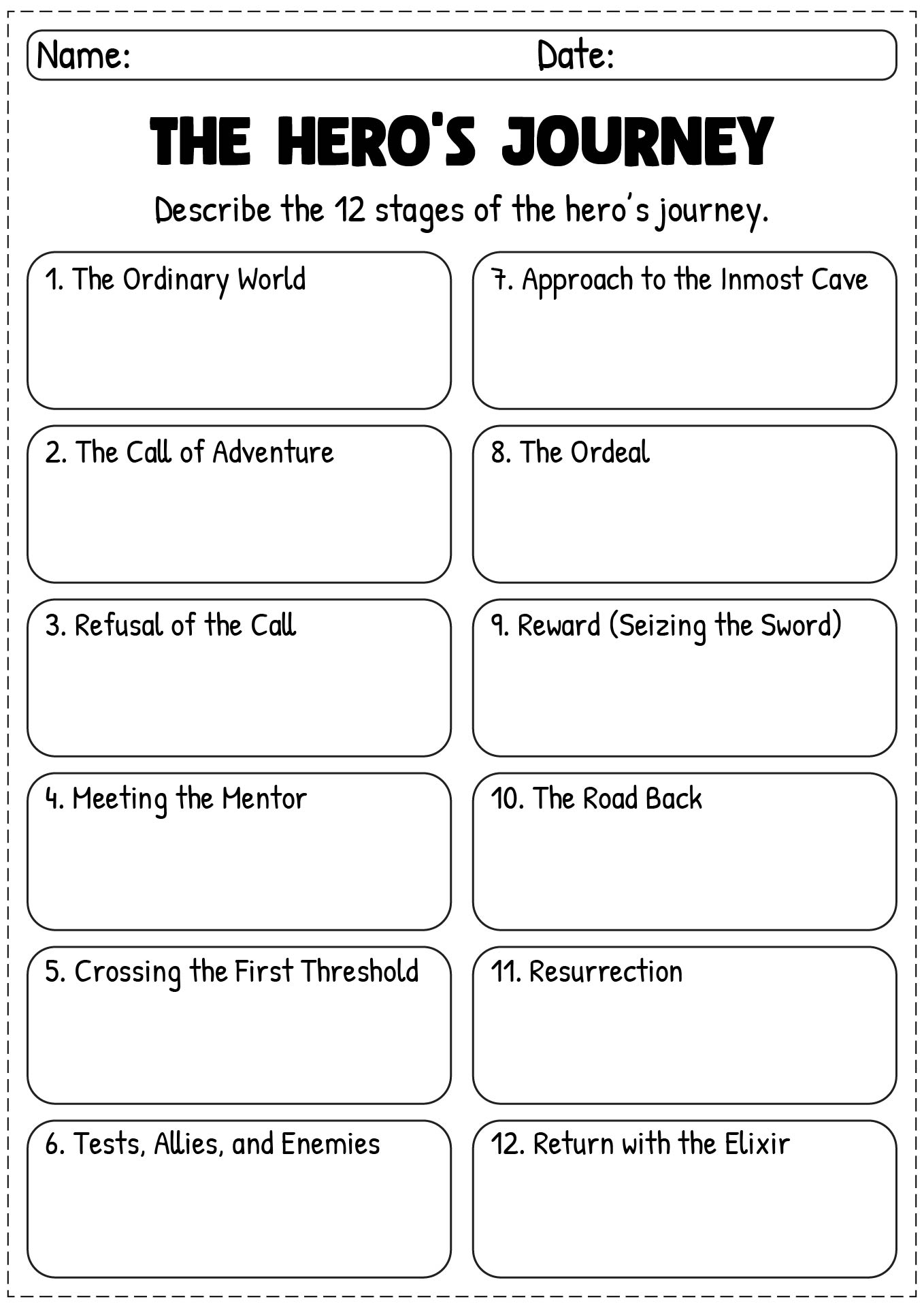 the hero's journey activity