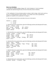 Hess Law Worksheet with Answers Image