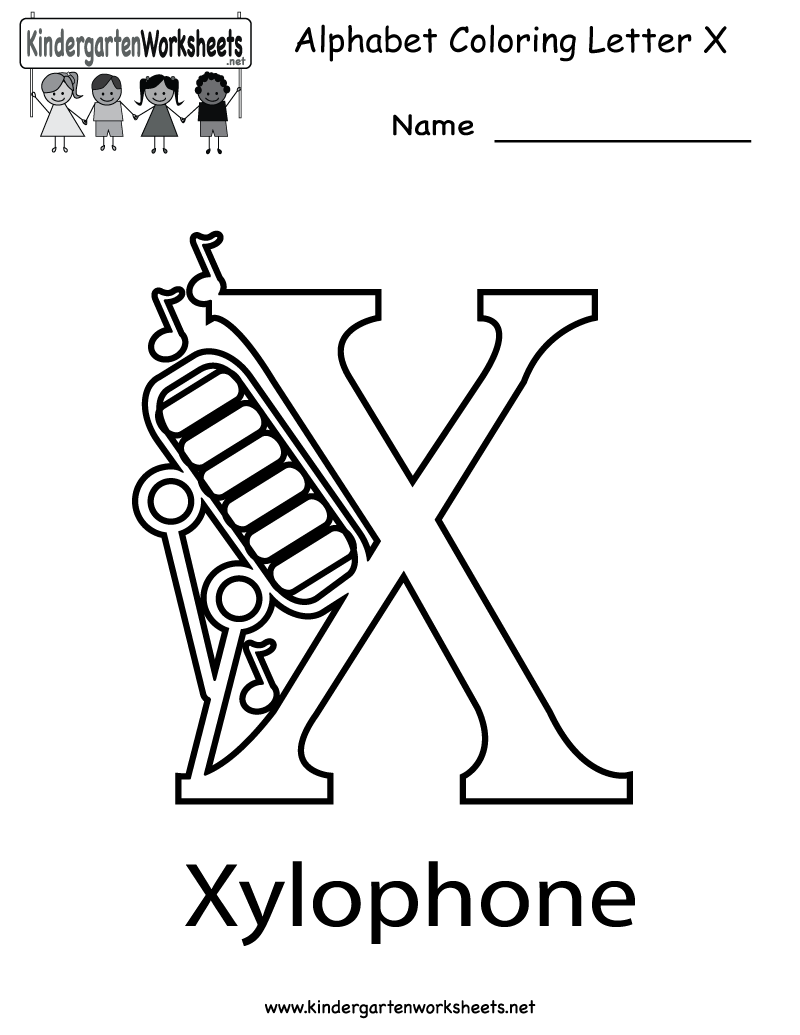 Letter X Coloring Worksheet Image