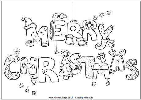 Merry Christmas Colouring Page Image
