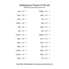 Multiplying Powers of 10 Worksheet Image