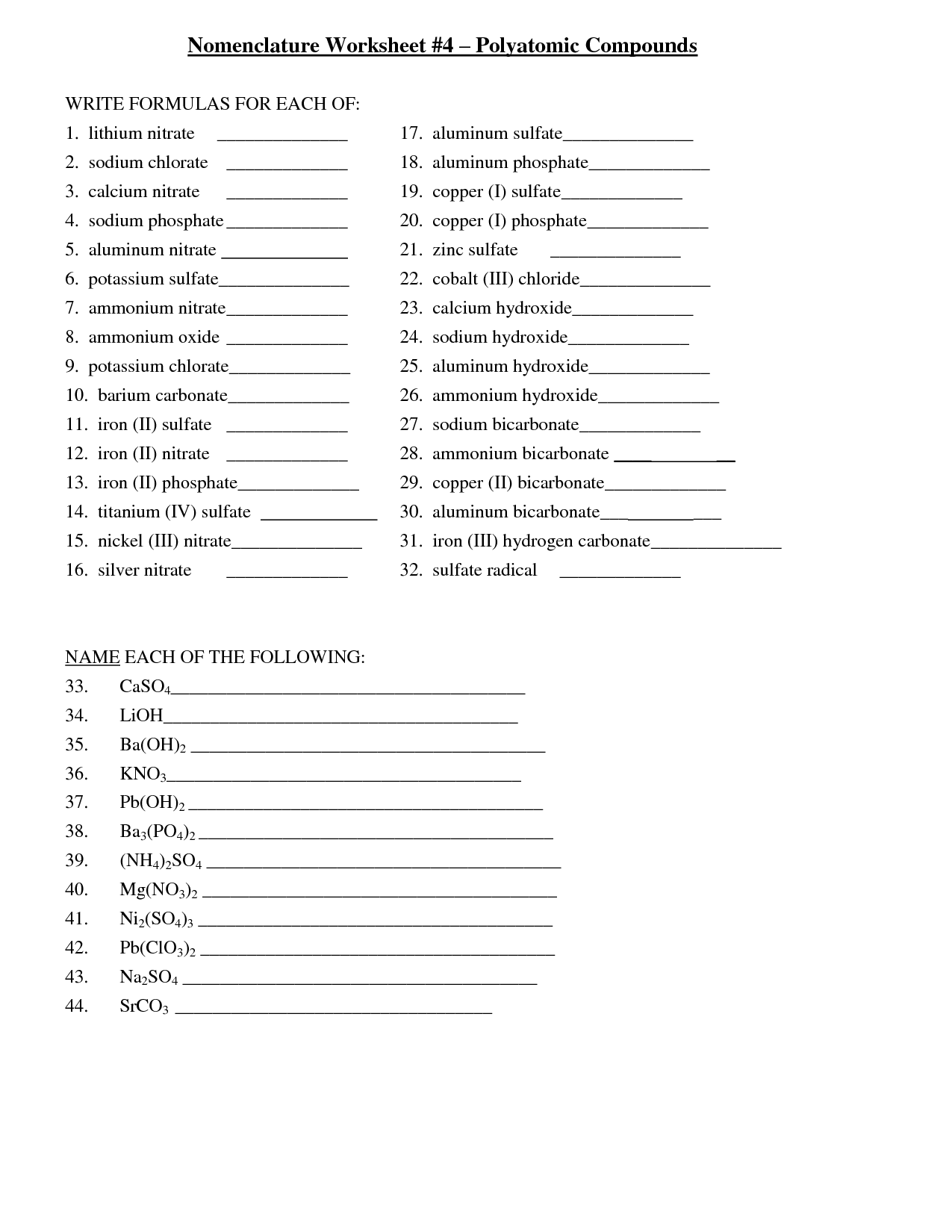 Naming Binary Ionic Compounds Worksheet Image