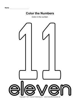 Number 11 Coloring Worksheet Image