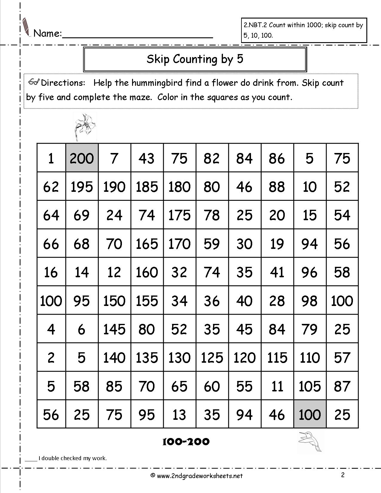 Skip Counting by 5 Worksheets Image