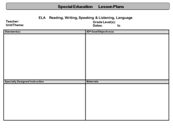 Special Education Lesson Plan Template Image