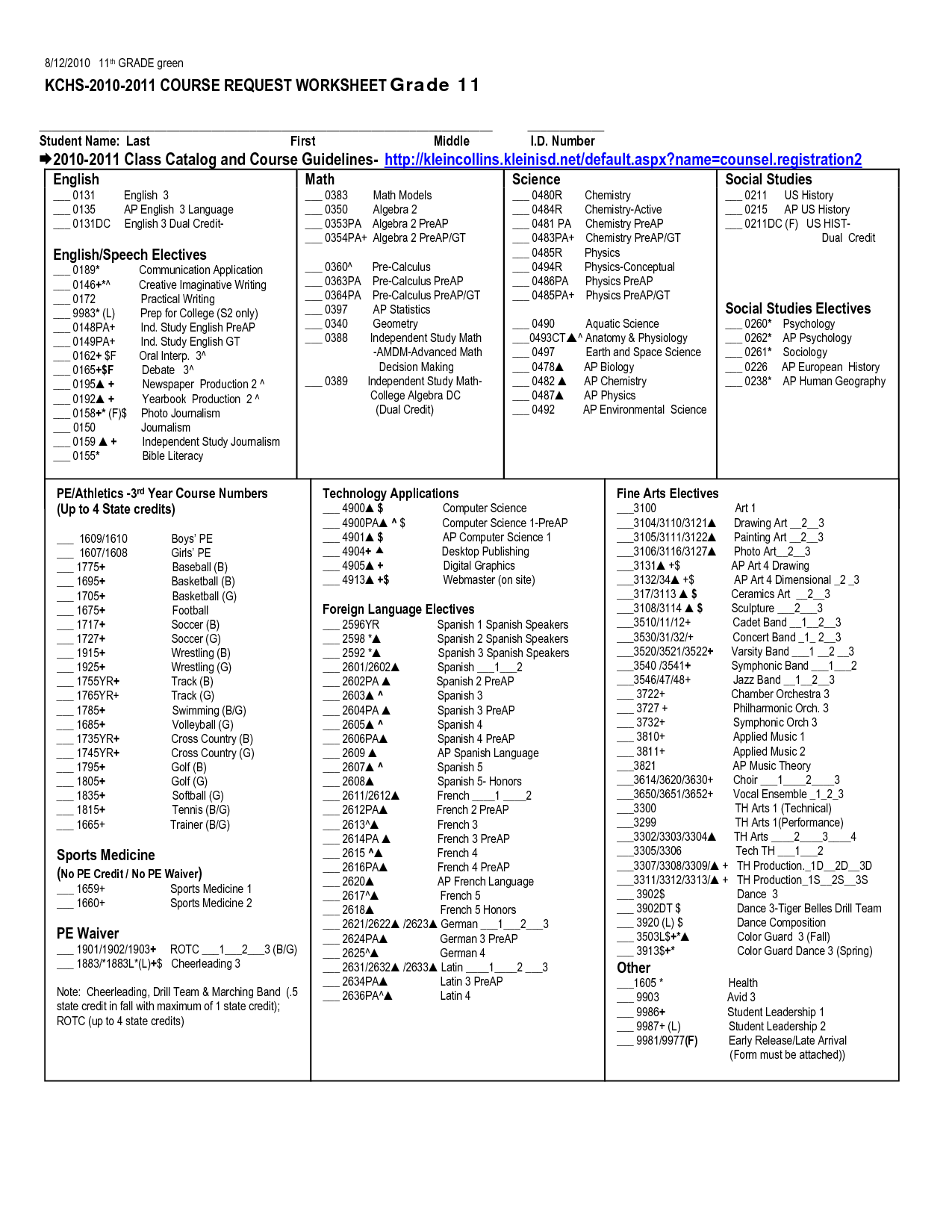 11th Grade Science Worksheets